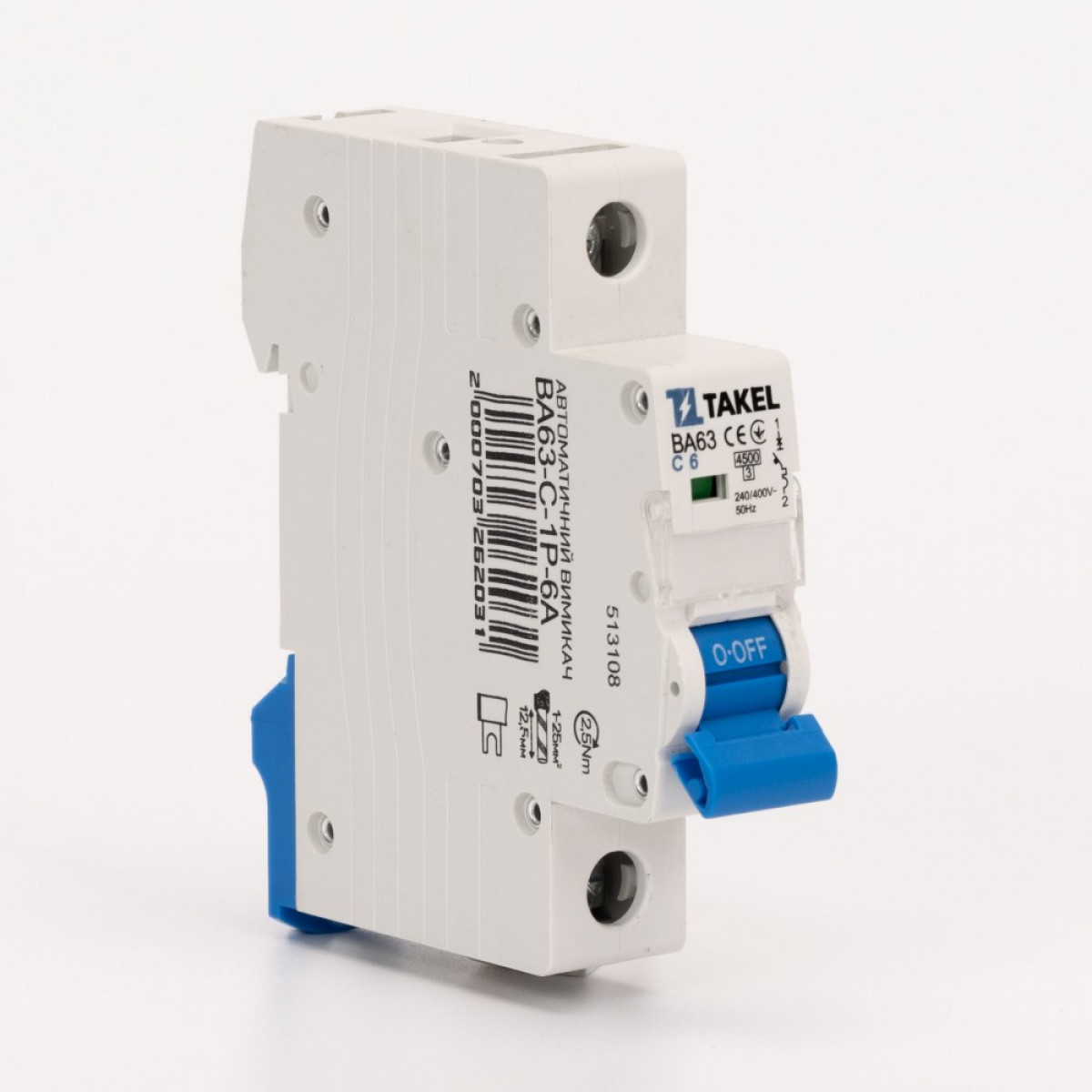 Автоматичний вимикач ВА63-C-1Р-6А Takel (513108)