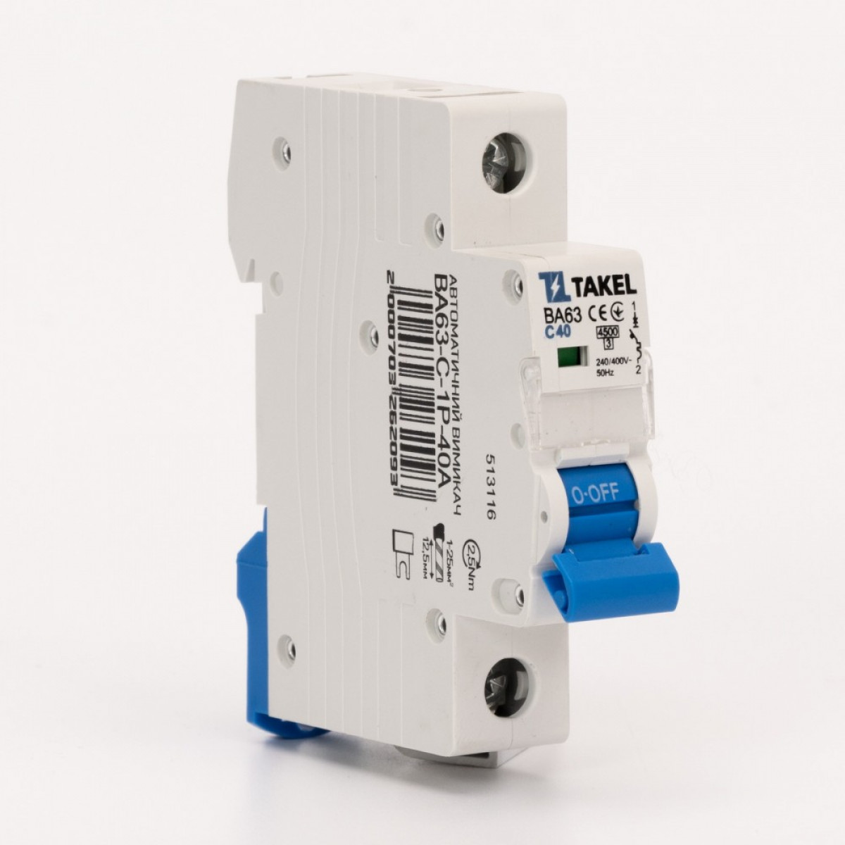 Автоматичний вимикач ВА63-C-1Р-40А Takel (513116)