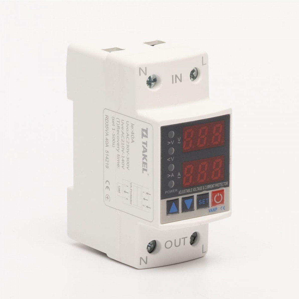 Реле напряжения и тока однофазное модульное RD35VA 40А Takel (514219)