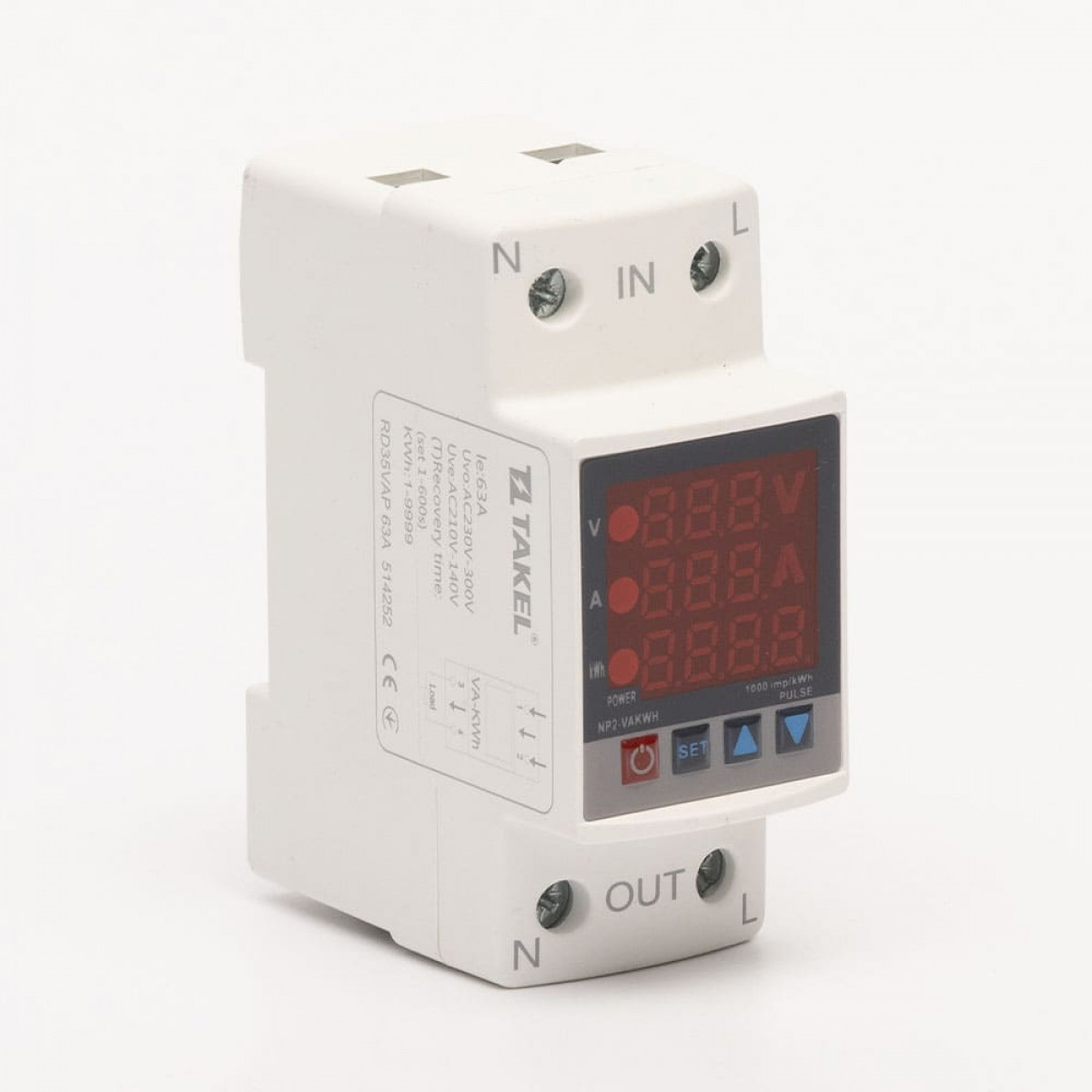 Реле напряжения тока со счетчиком модульное однофазное RD35VAP 63А Takel (514252)