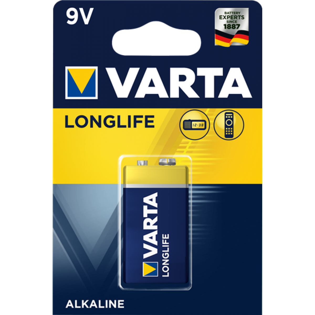 Батарейка VARTA 6LR61 (Крона) LONGLIFE 9V