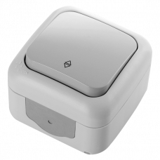 Вимикач вологозахищений прохідний білий Palmiye Vi-KO