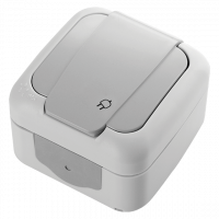 Розетка вологозахищена із заземленням та кришкою біла Palmiye Vi-KO