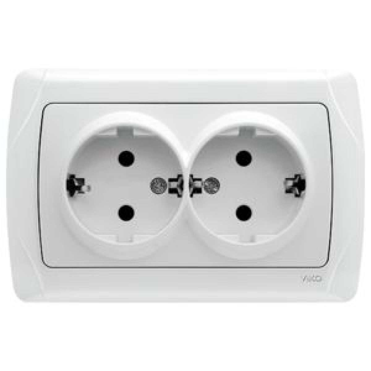 Розетка подвійна із заземленням біла Carmen Vi-KO