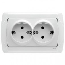 Розетка подвійна із заземленням біла Carmen Vi-KO