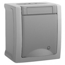 Розетка із заземленням сіра Pacific Vi-KO