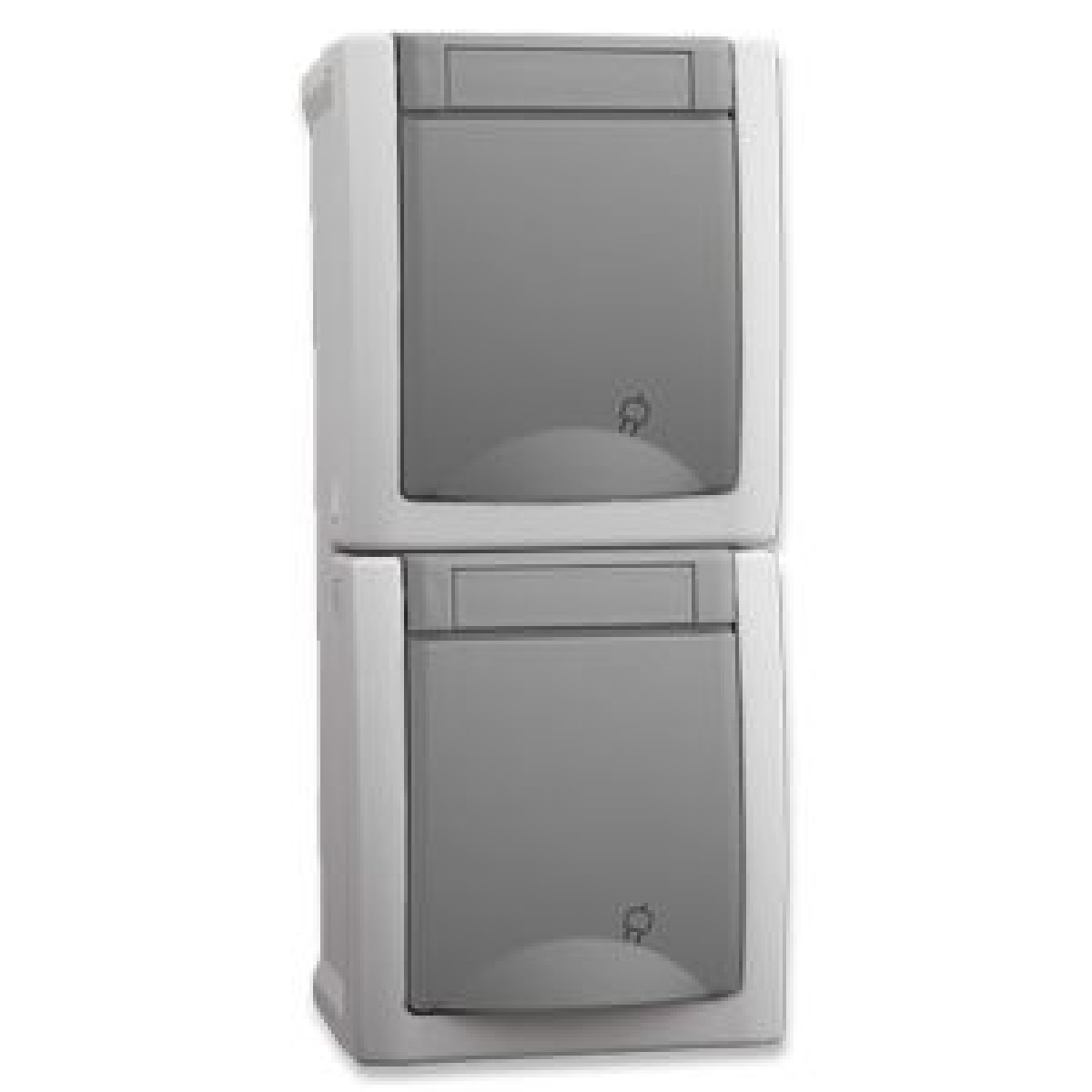 Блок вертикальный розетка с заземлением двойная серый Pacific Vi-KO