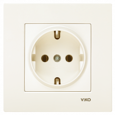 Розетка із заземленням кремова Karre Vi-KO