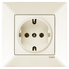 Розетка із заземленням кремова Meridian Vi-KO